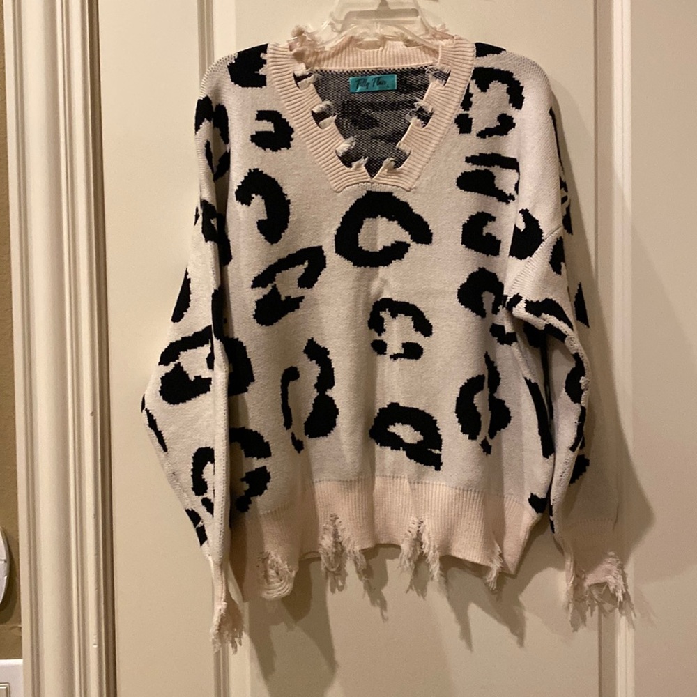 Leopard Print Sweater - image 1